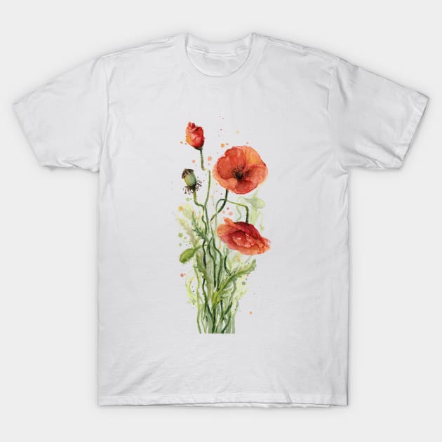 Red Poppies T-Shirt by Olechka